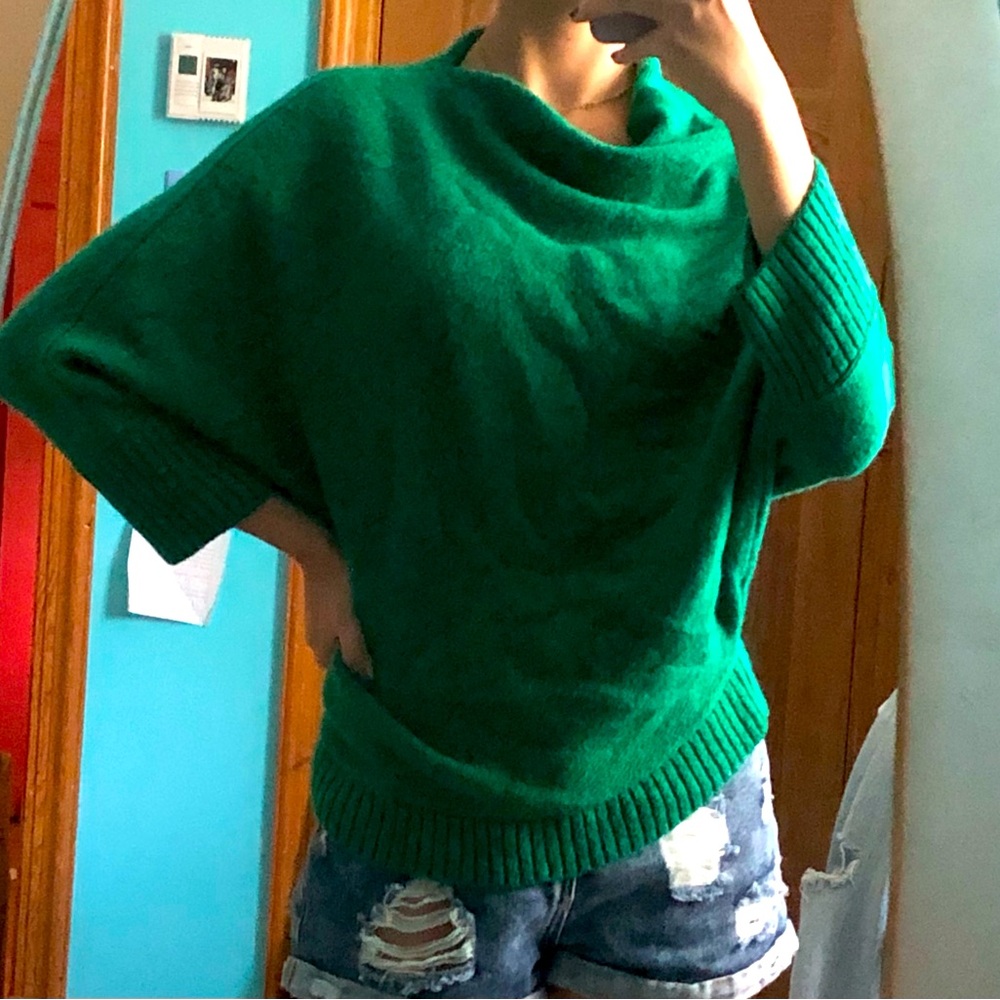 Oversized green sweater for everyday.  (Size US : S)